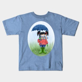 LITTLE GIRL WITH UMBRELLA Kids T-Shirt